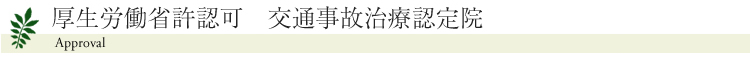厚生労働省許認可 交通事故治療認定院